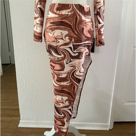 SHEIN SXY Marble Print Crop Top & Split Skirt Women’s Set✨ - Picture 6 of 7